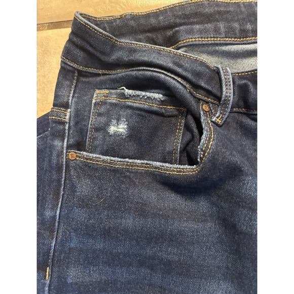 Risen Women's 3X Stretch Wide Leg Jeans Distressed Ragged Edge Plus  Dark Wash - Picture 10 of 13